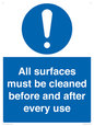 MV13137: All surfaces must be cleaned before and after every use