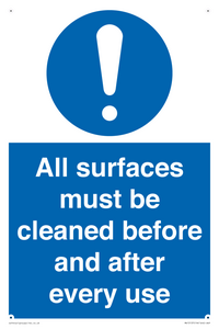 MV13137: All surfaces must be cleaned before and after every use