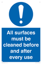 MV13137: All surfaces must be cleaned before and after every use