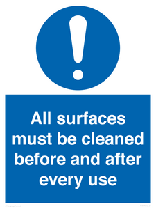 MV13137: All surfaces must be cleaned before and after every use