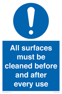MV13137: All surfaces must be cleaned before and after every use