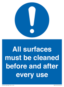 MV13137: All surfaces must be cleaned before and after every use