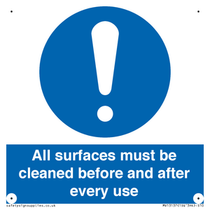 MV13137: All surfaces must be cleaned before and after every use