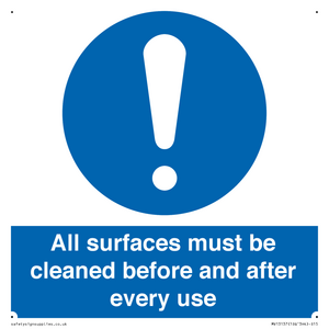 MV13137: All surfaces must be cleaned before and after every use