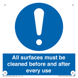 MV13137: All surfaces must be cleaned before and after every use