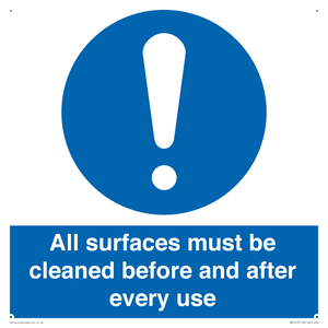 MV13137: All surfaces must be cleaned before and after every use