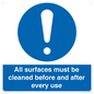 MV13137: All surfaces must be cleaned before and after every use