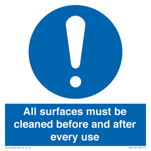 MV13137: All surfaces must be cleaned before and after every use