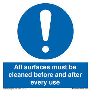 MV13137: All surfaces must be cleaned before and after every use