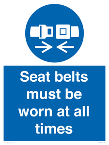 MV13520: Seat belts must be worn at all times