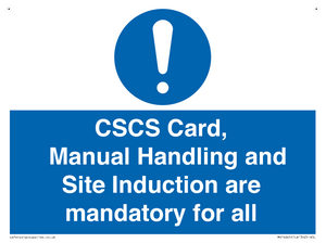 MV14645: CSCS Card Manual Handling and Site Induction are mandatory for all