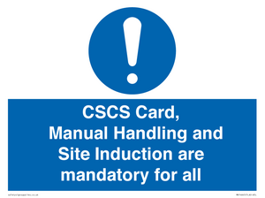 MV14645: CSCS Card Manual Handling and Site Induction are mandatory for all