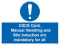 MV14645: CSCS Card Manual Handling and Site Induction are mandatory for all