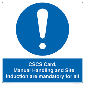 MV14645: CSCS Card Manual Handling and Site Induction are mandatory for all