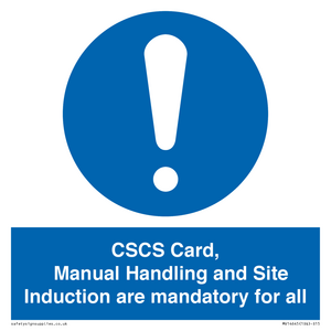 MV14645: CSCS Card Manual Handling and Site Induction are mandatory for all