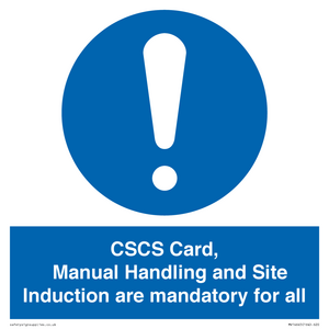 MV14645: CSCS Card Manual Handling and Site Induction are mandatory for all