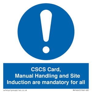 MV14645: CSCS Card Manual Handling and Site Induction are mandatory for all
