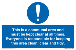 MV14971: This is a communal area and must be kept clear
