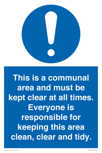 MV14971: This is a communal area and must be kept clear