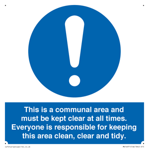 MV14971: This is a communal area and must be kept clear