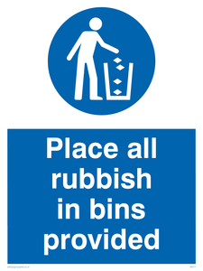 MV311: place all rubbish in bins provided