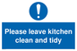 MV5722: Please leave the kitchen clean and tidy Mandatory Sign