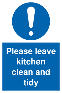 MV5722: Please leave the kitchen clean and tidy Mandatory Sign