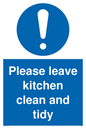 MV5722: Please leave the kitchen clean and tidy Mandatory Sign