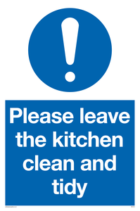 MV5722: Please leave the kitchen clean and tidy Mandatory Sign