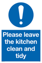 MV5722: Please leave the kitchen clean and tidy Mandatory Sign