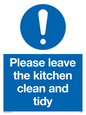 MV5722: Please leave the kitchen clean and tidy Mandatory Sign