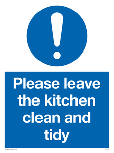 MV5722: Please leave the kitchen clean and tidy Mandatory Sign