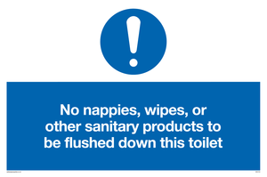 MV5723: No sanitary products to be flushed down this toilet Mandatory Sign