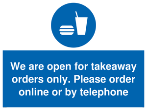 MV6012: We are open for takeaway orders only. Please order online or by telephone