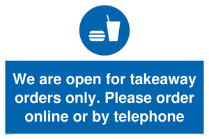 MV6012: We are open for takeaway orders only. Please order online or by telephone