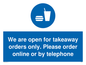 MV6012: We are open for takeaway orders only. Please order online or by telephone