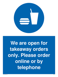 MV6012: We are open for takeaway orders only. Please order online or by telephone