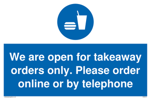 MV6012: We are open for takeaway orders only. Please order online or by telephone