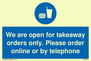 MV6012: We are open for takeaway orders only. Please order online or by telephone