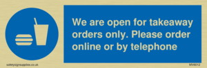 MV6012: We are open for takeaway orders only. Please order online or by telephone