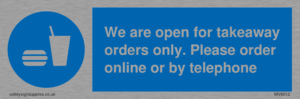 MV6012: We are open for takeaway orders only. Please order online or by telephone