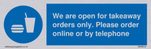 MV6012: We are open for takeaway orders only. Please order online or by telephone