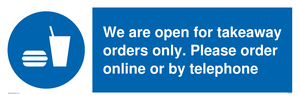 MV6012: We are open for takeaway orders only. Please order online or by telephone