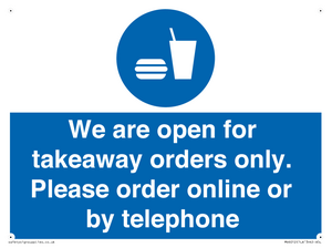 MV6012: We are open for takeaway orders only. Please order online or by telephone