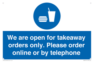 MV6012: We are open for takeaway orders only. Please order online or by telephone