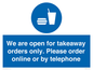 MV6012: We are open for takeaway orders only. Please order online or by telephone