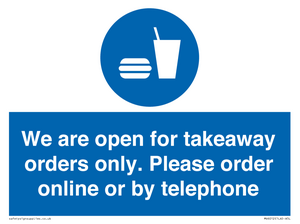 MV6012: We are open for takeaway orders only. Please order online or by telephone