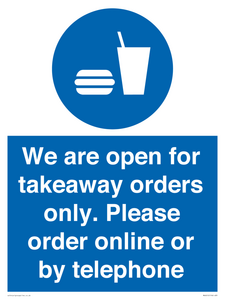 MV6012: We are open for takeaway orders only. Please order online or by telephone