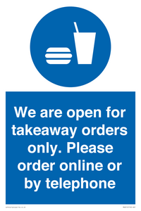 MV6012: We are open for takeaway orders only. Please order online or by telephone
