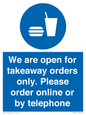 MV6012: We are open for takeaway orders only. Please order online or by telephone